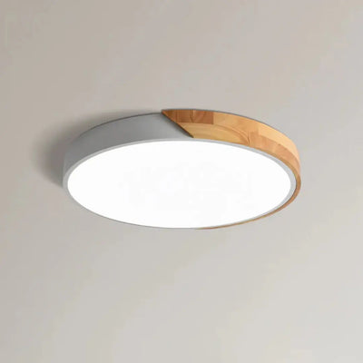 Wooden Ceiling Light – Flush Mount LED Fitting – Natural Wood Surface Light for Bedroom Living Room Hallway
