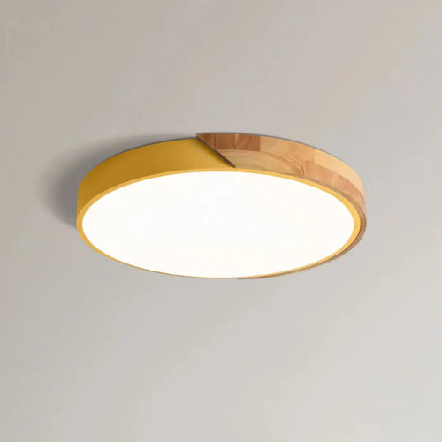 Wooden Ceiling Light – Flush Mount LED Fitting – Natural Wood Surface Light for Bedroom Living Room Hallway