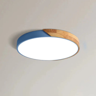 Wooden Ceiling Light – Flush Mount LED Fitting – Natural Wood Surface Light for Bedroom Living Room Hallway