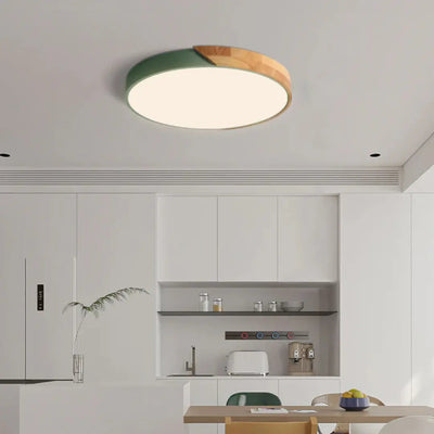 Wooden Ceiling Light – Flush Mount LED Fitting – Natural Wood Surface Light for Bedroom Living Room Hallway