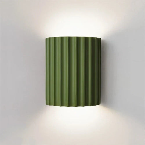 Resin Wall Light – Up & Down Ambient Glow – Ribbed Sculptural Wall Sconce for Bedroom Hallway Living Room
