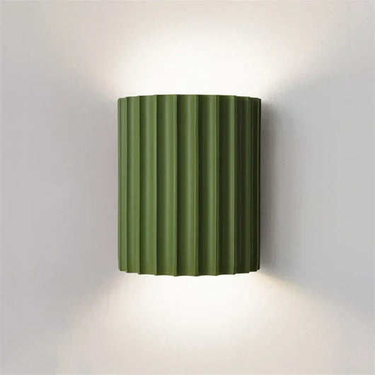 Resin Wall Light – Up & Down Ambient Glow – Ribbed Sculptural Wall Sconce for Bedroom Hallway Living Room