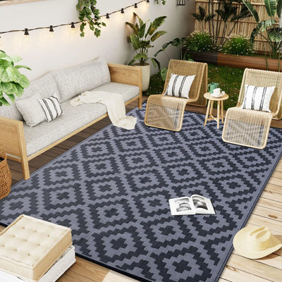 Outdoor Rug – Reversible Waterproof Patio Mat – Recycled Polypropylene – Easy Clean for Patio Garden Balcony