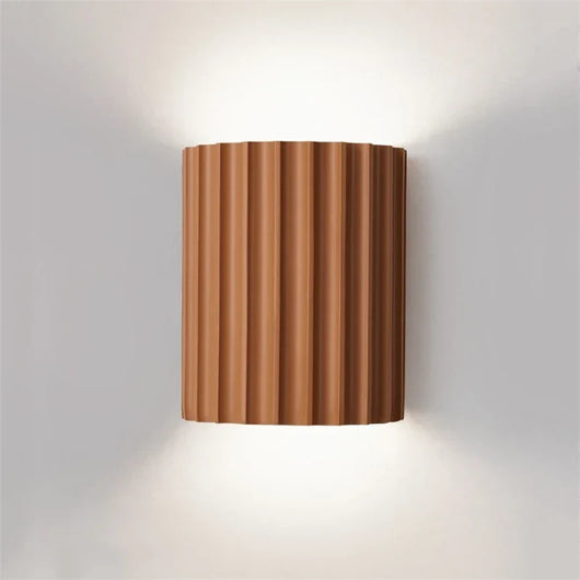 Resin Wall Light – Up & Down Ambient Glow – Ribbed Sculptural Wall Sconce for Bedroom Hallway Living Room