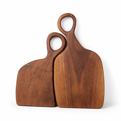 Walnut Chopping Board Set of 2 – Solid Wood Boards – Cutting & Cheese Serving Board for Kitchen Worktop Dining Table