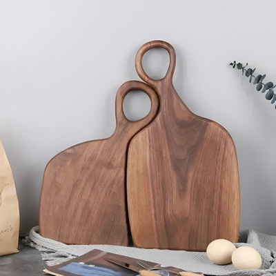 Walnut Chopping Board Set of 2 – Solid Wood Boards – Cutting & Cheese Serving Board for Kitchen Worktop Dining Table
