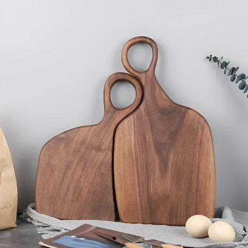 Walnut Chopping Board Set of 2 – Solid Wood Boards – Cutting & Cheese Serving Board for Kitchen Worktop Dining Table