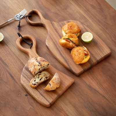 Walnut Chopping Board Set of 2 – Solid Wood Boards – Cutting & Cheese Serving Board for Kitchen Worktop Dining Table