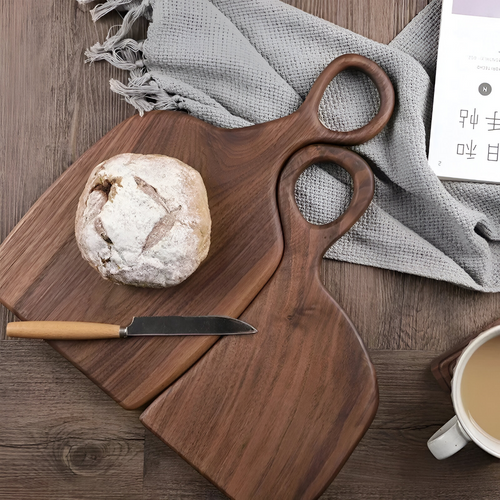 Walnut Chopping Board Set of 2 – Solid Wood Boards – Cutting & Cheese Serving Board for Kitchen Worktop Dining Table