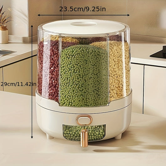 Food Storage Container – 360° Rotating Rice Cereal Dispenser – Airtight Pantry Organiser for Kitchen Cupboard Countertop