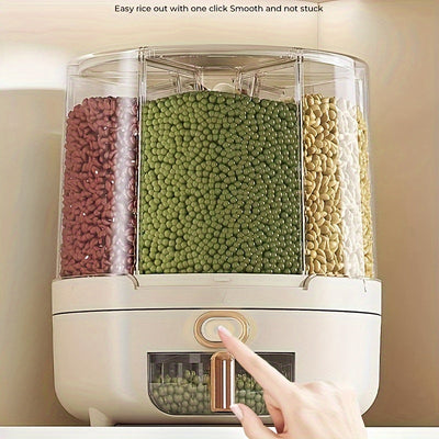 Food Storage Container – 360° Rotating Rice Cereal Dispenser – Airtight Pantry Organiser for Kitchen Cupboard Countertop