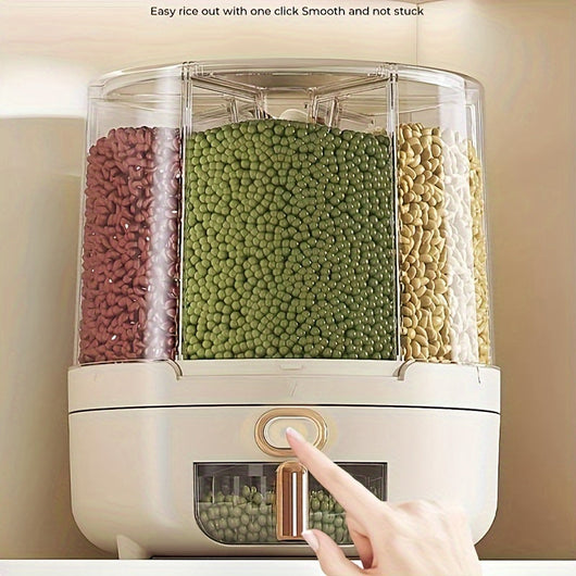 Food Storage Container – 360° Rotating Rice Cereal Dispenser – Airtight Pantry Organiser for Kitchen Cupboard Countertop
