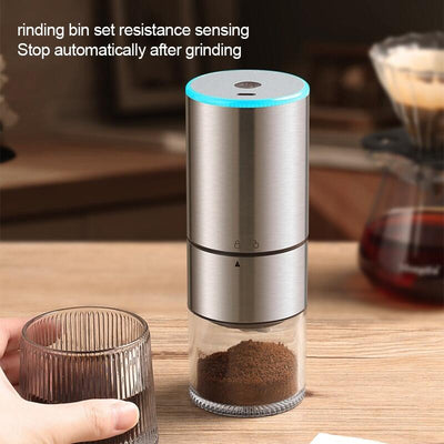 Electric Coffee Grinder – Cordless USB-C Rechargeable Burr Grinder – Portable Bean Mill for Kitchen Office Travel