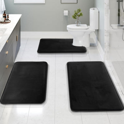 Memory Foam Bath Mat Black – Non-Slip Backing Detail – Tavellix