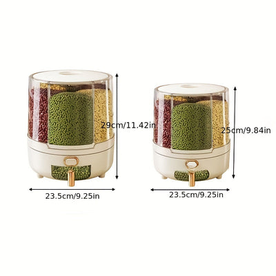 Food Storage Container – 360° Rotating Rice Cereal Dispenser – Airtight Pantry Organiser for Kitchen Cupboard Countertop