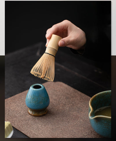 Matcha Set – Handmade Ceramic Bowl, Bamboo Whisk & Scoop – 4-Piece Japandi Gift Set for Kitchen