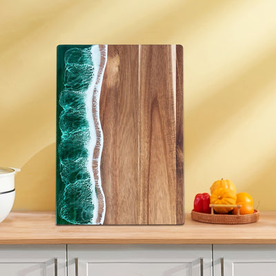Acacia Resin Board – Ocean Wave Inlay Close-Up Detail – Tavellix