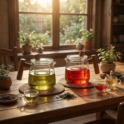 Borosilicate Glass Teapot – Breakfast Table Morning Scene – Tavellix