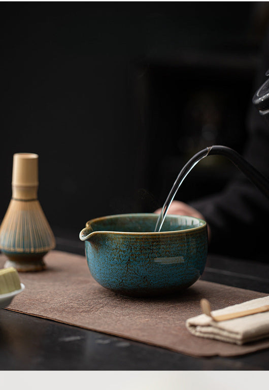 Matcha Set – Handmade Ceramic Bowl, Bamboo Whisk & Scoop – 4-Piece Japandi Gift Set for Kitchen