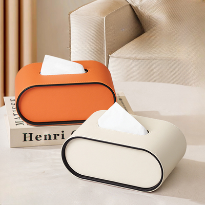 PU Tissue Box Holder – Oval Silhouette Side Profile – Tavellix