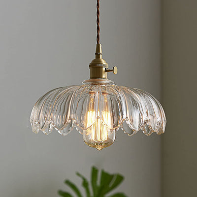 Glass Pendant Light – Gold Coloured Shade – Tavellix