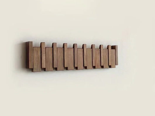 Wall-Mounted Coat Rack – Piano Key Design – Solid Wood – Minimalist Hallway Hook for Hallway Bedroom Living Room