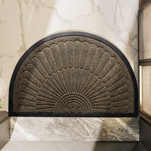 Semi Circle Door Mat Beige Brown – Hallway Entrance Styling – Tavellix
