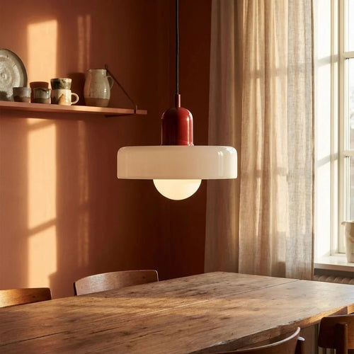 Glass Pendant Light – Adjustable Cord Hanging Ceiling Lamp – Modern Minimalist Design for Dining Room