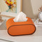 Oval PU Tissue Box Cover for Living Rooms & Bedside Tables – Contrast Edge, Minimalist Desk Storage