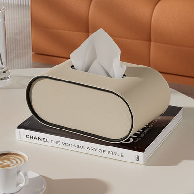 Oval Tissue Cover Beige – Bedside Table Setting – Tavellix