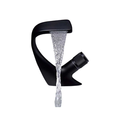 Waterfall Basin Tap – Single Handle Solid Brass Mixer Tap – Ceramic Disc Design for Bathroom Ensuite Guest WC