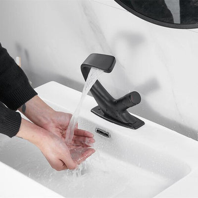 Waterfall Basin Tap – Single Handle Solid Brass Mixer Tap – Ceramic Disc Design for Bathroom Ensuite Guest WC