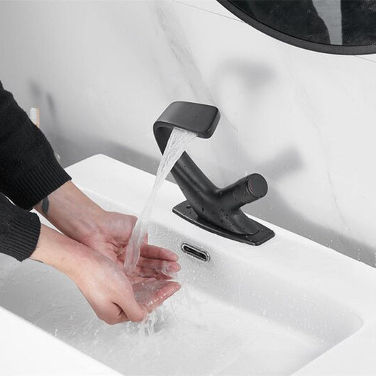 Waterfall Basin Tap – Single Handle Solid Brass Mixer Tap – Ceramic Disc Design for Bathroom Ensuite Guest WC