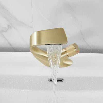 Waterfall Basin Tap – Single Handle Solid Brass Mixer Tap – Ceramic Disc Design for Bathroom Ensuite Guest WC