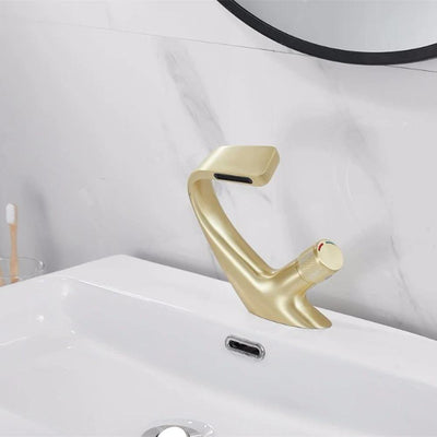 Waterfall Basin Tap – Single Handle Solid Brass Mixer Tap – Ceramic Disc Design for Bathroom Ensuite Guest WC