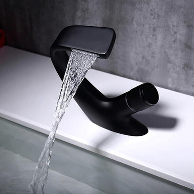 Waterfall Basin Tap – Single Handle Solid Brass Mixer Tap – Ceramic Disc Design for Bathroom Ensuite Guest WC