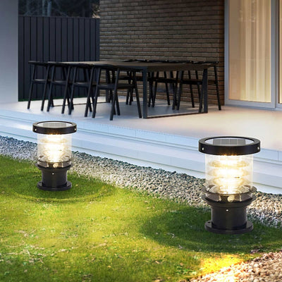 Outdoor Garden Bollard Light – Black Solar Small Size Garden Path – Tavellix