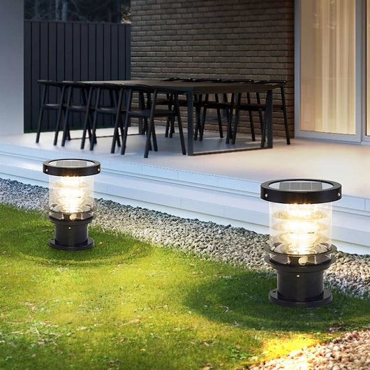 Outdoor Garden Bollard Light – Black Solar Small Size Garden Path – Tavellix