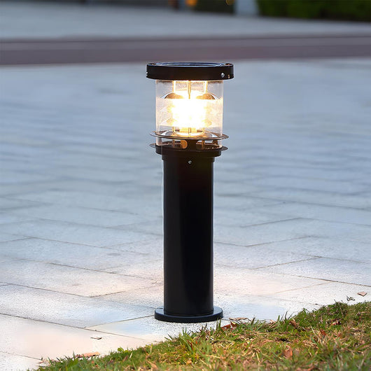 LED Bollard Light – Black Solar Medium Height Garden Border – Tavellix