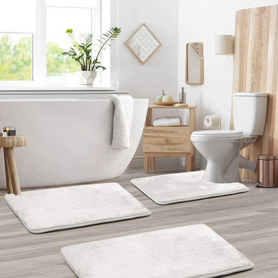 Memory Foam Mat Set White – Machine Washable Care Label – Tavellix