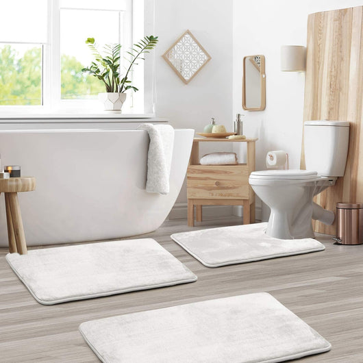 Memory Foam Mat Set White – Machine Washable Care Label – Tavellix